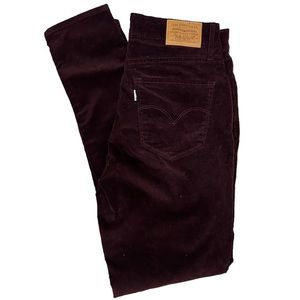Burgundy Cord Levi Skinny Jeans